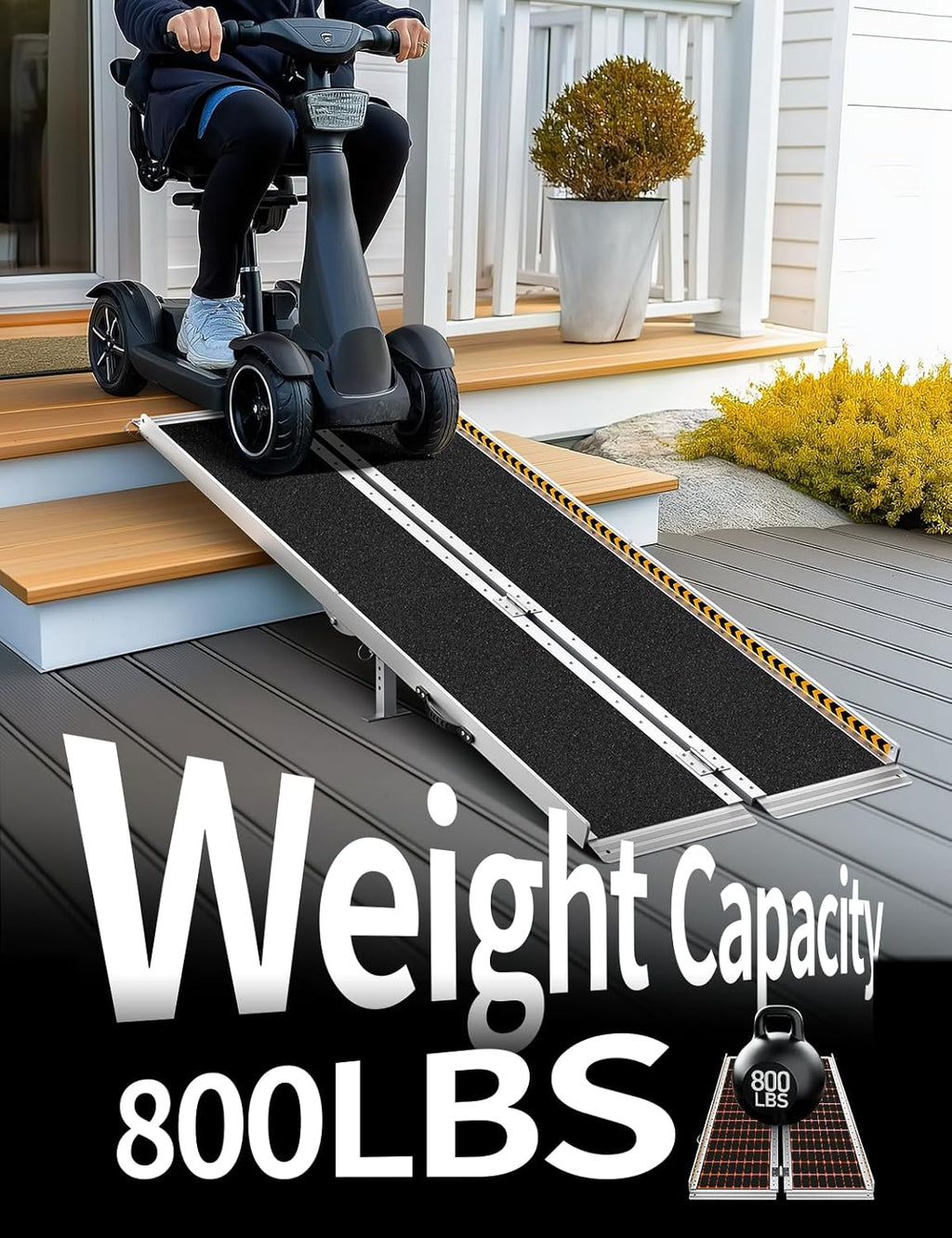 FACHNUO 6 Feet Portable Wheelchair Ramp with Sopport Legs, Non-Skid Aluminum Handicap Ramps, Folding Threshold Wheel Chair Ramp for Home Steps, Stairs, Entry, Threshold, Doorways, 800LBS Capacity