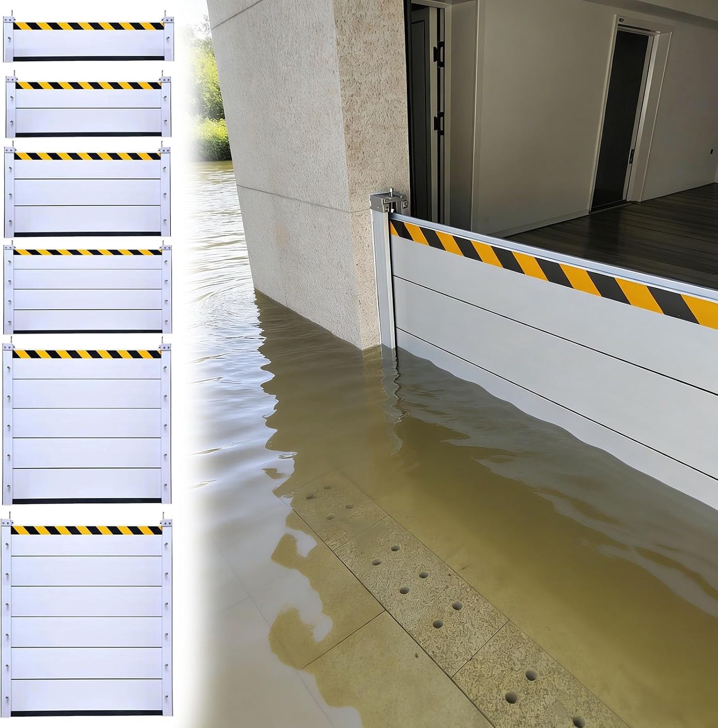 LXLZYXSF Custom Removable Water Blocker for Flooding, Flood Prevention Barrier Heavy Duty Aluminum Reusable, Doorways Flood Defense Panels Modular Units