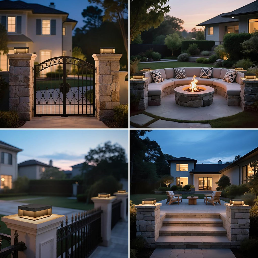 Outdoor Post Light, 11.81' Square Pillar Post Lights Wired Modern Fence Deck Posts Lamp 100-240V AC Waterproof Outside 3000K Warm LED Lantern for Flat Surface Patio Garden Decoration