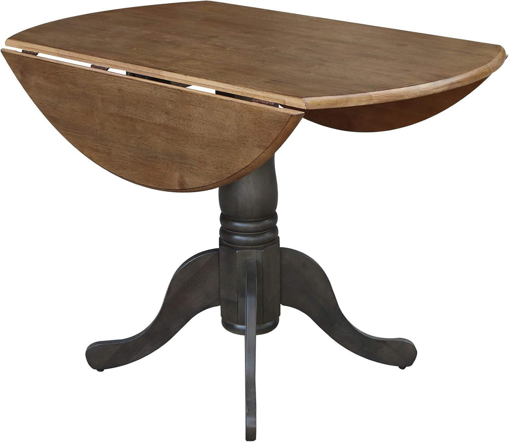 International Concepts 42 Inch Dual Drop Leaf Dining Height Table, Hickory/Washed Coal.