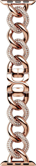 Swarovski Sparkling chain strap, For Apple Watch® 40mm & 41mm, Rose gold tone, Rose gold-tone finish