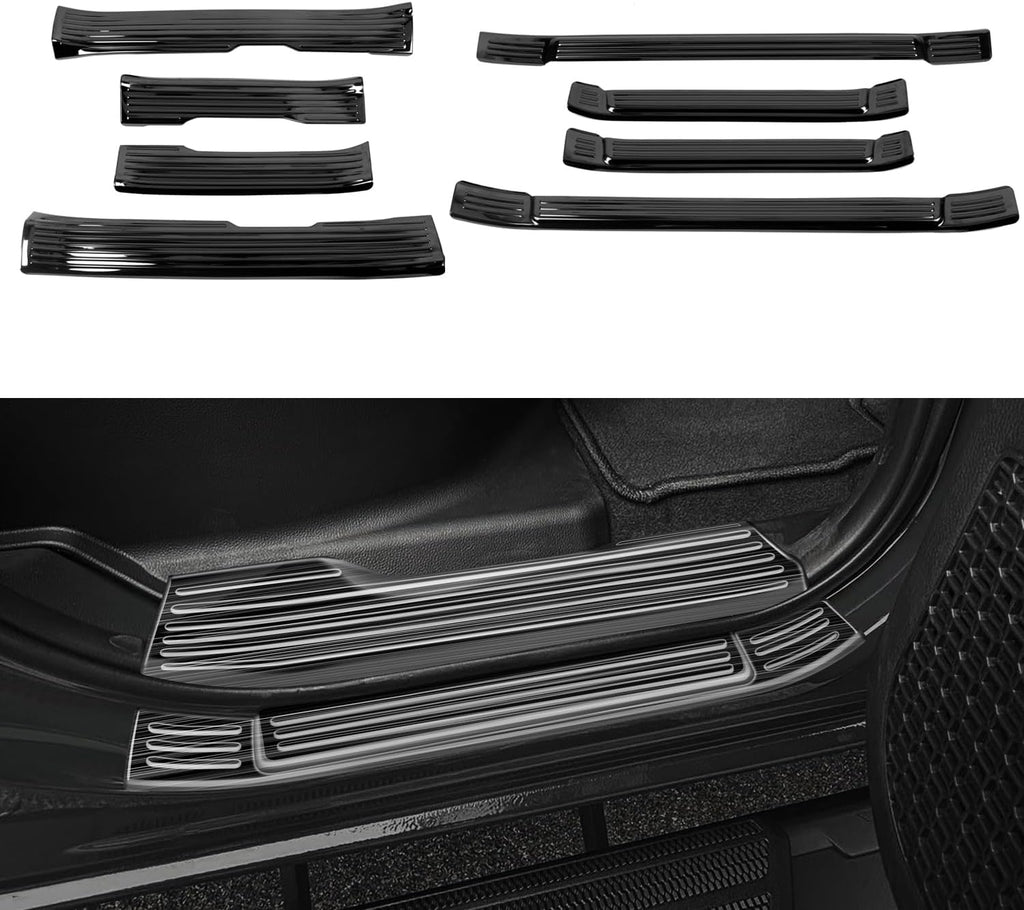 CTH for Toyota Tacoma 4-Dr 2025-2026 Car Door Sill Threshold Plate Door Pedal Door Kick Protector Cover Trim Stainless Steel Car Accessories 8pcs (Interior + Exterior, Black)