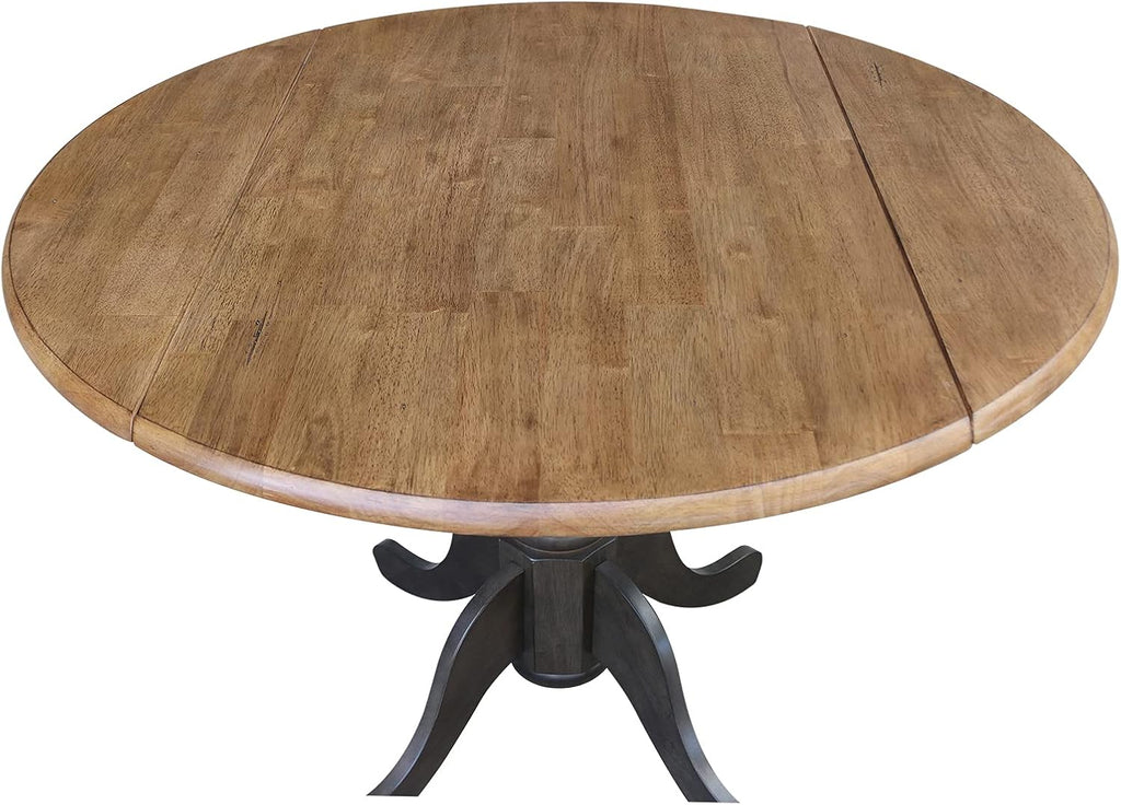 International Concepts 42 Inch Dual Drop Leaf Dining Height Table, Hickory/Washed Coal.