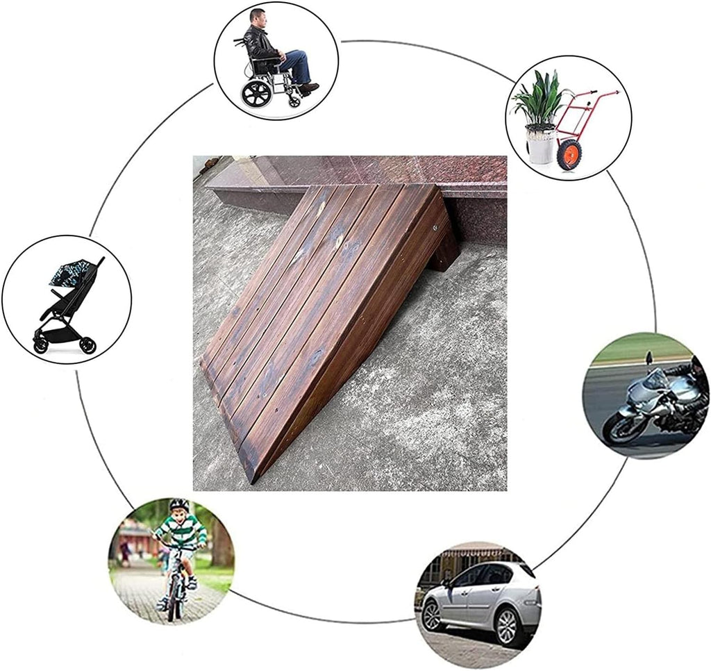 4in/7in/8in/10in Rise Wood Non-Slip Threshold Ramps for Doorways Mobility Scooter Ramp Non-Slip Surface for Wheelchairs