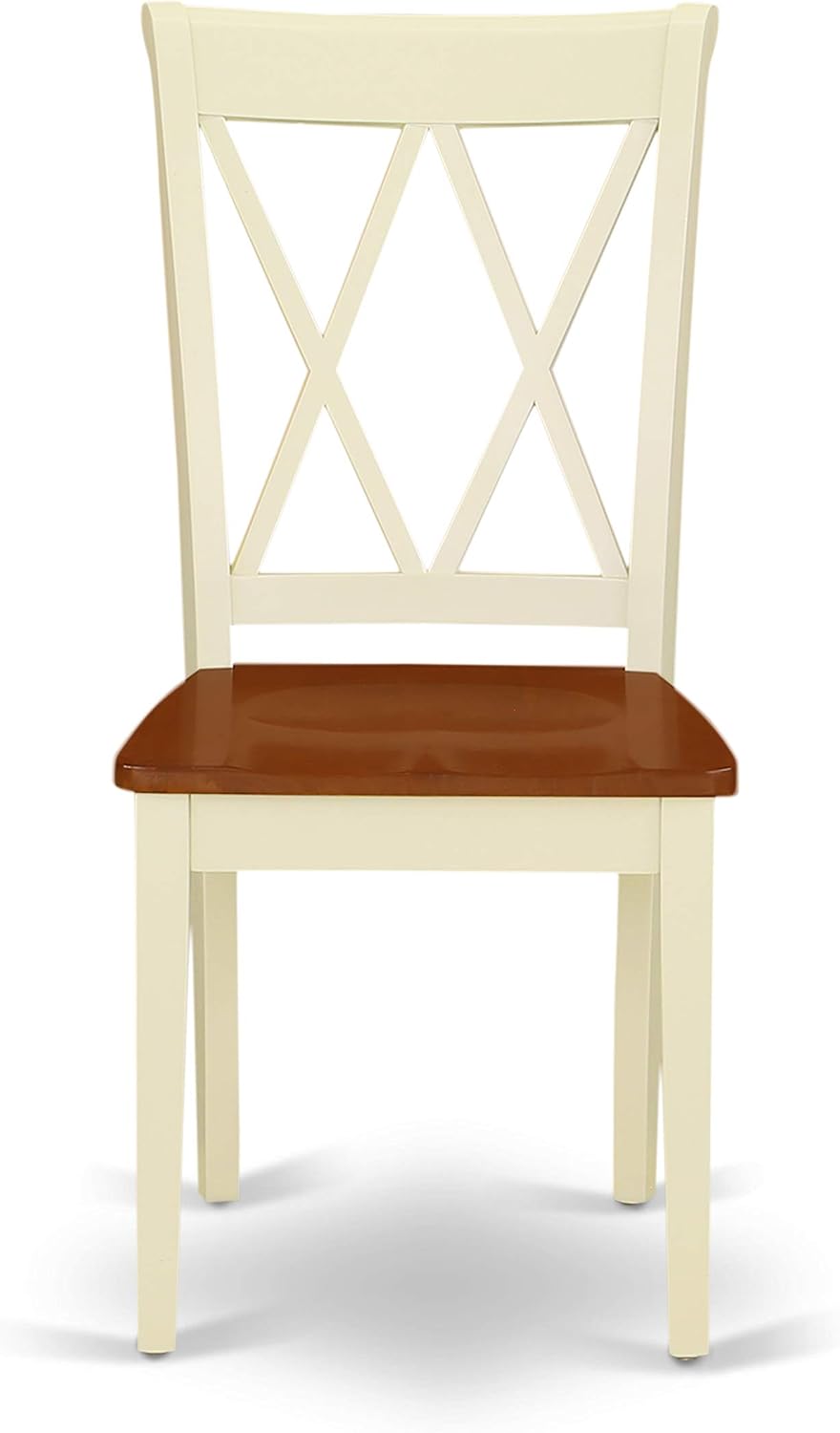 East West Furniture ANCL3-BMK-W 3 Piece Dining Table Set for Small Spaces Contains a Round Kitchen Table with Pedestal and 2 Dining Chairs, 36x36 Inch, Buttermilk & Cherry
