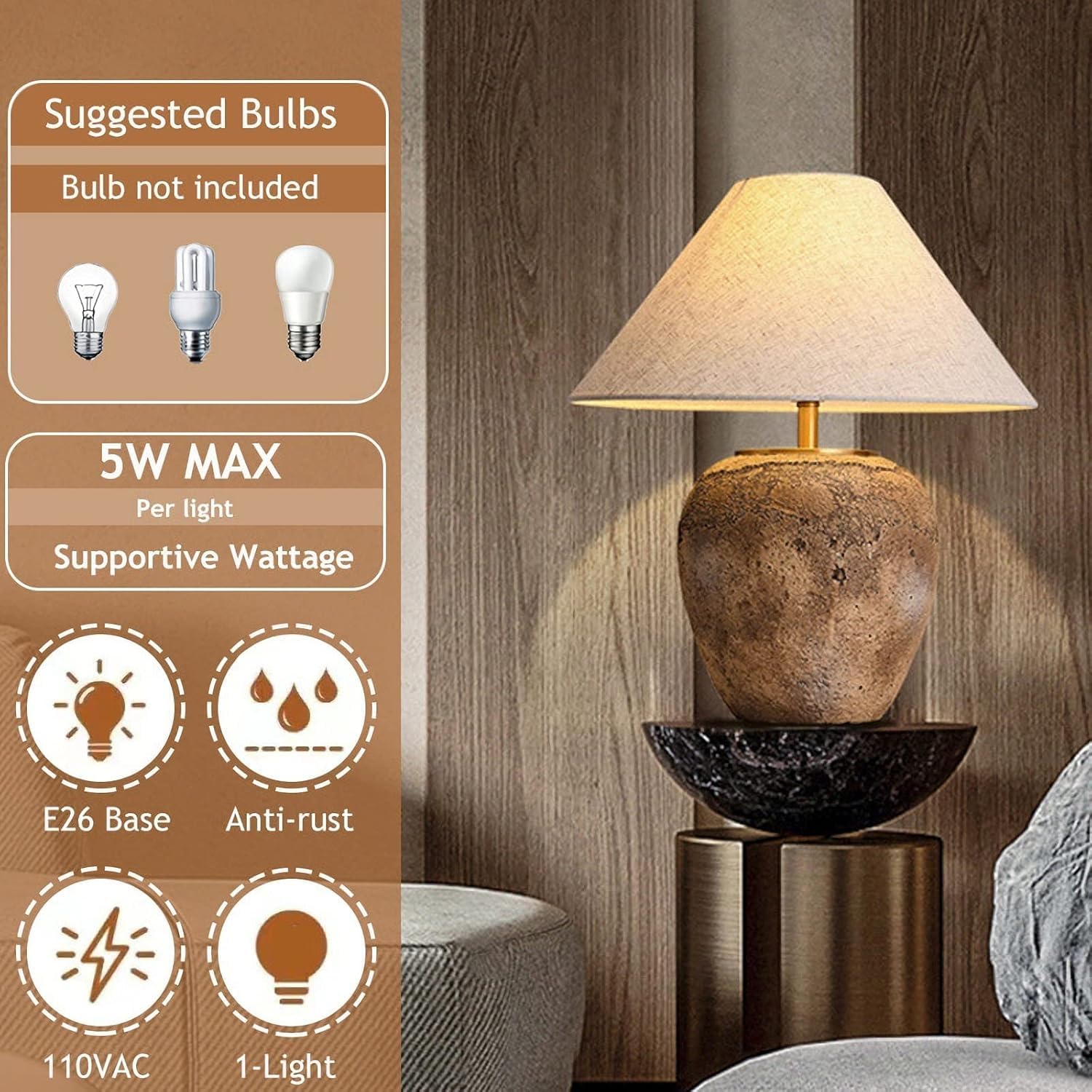 Rustic Farmhouse Clay Pot Table Lamps 19.6' Tall Ceramic Table Lamp, American Southwestern Textured Ceramic Lamp Body with White Textured Shade Bedside Table Lamp for Living Room Bedroom Office