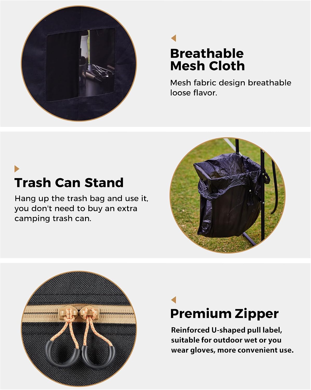 KingCamp Bamboo Camp Kitchen Station, Folding Overland Camping Kitchen Table Hooks Portable Outdoor Cooking with Adjustable Lantern Pole & Windshield Storage Organizer for Tailgating BBQ Picnic RV