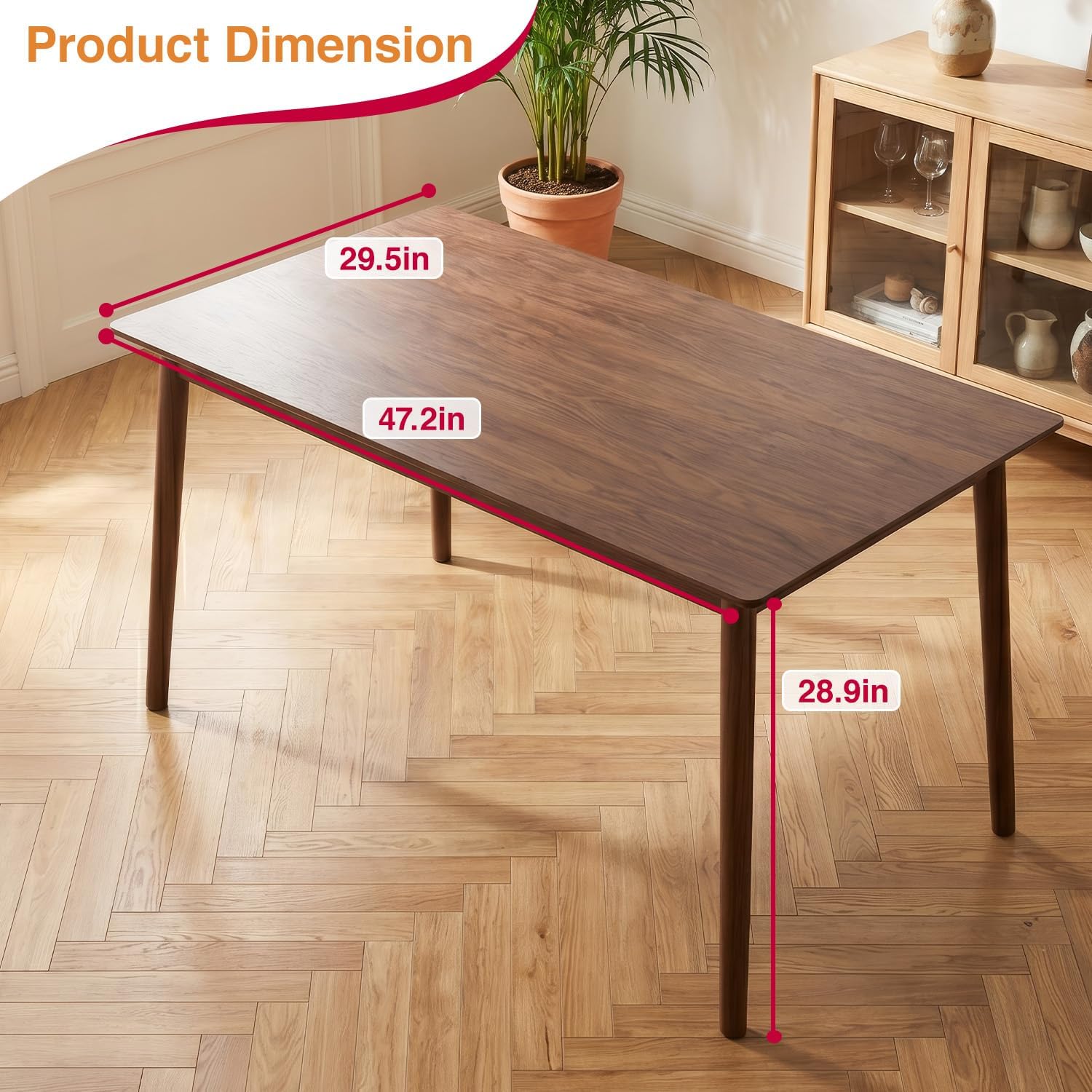 FDW 47 Inches Dining Table, Dining Room for 4 People, Small Rectangular Table for Kitchen, Quick Assembly, Small Spaces Modern Home Furniture Dinner Table, Espresso