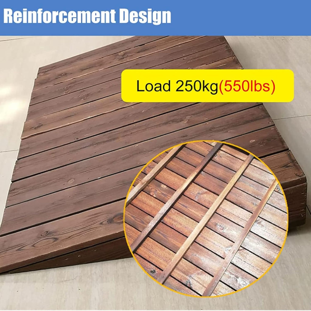IDEAX Wooden Threshold Ramps for Doorways, Sturdy Auxiliary Wood Portable Transition Slope Pad with Non-Skid Surface for Doorways/Front Door/Garage/Yard/Patio(60 * 70 * 18cm)