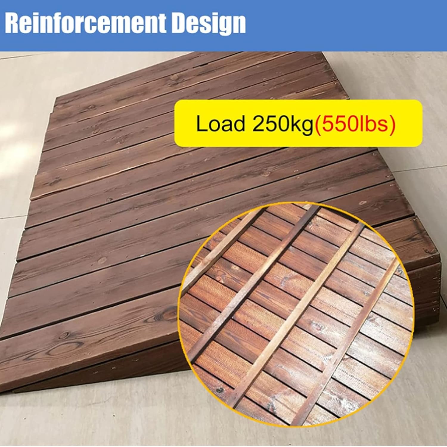 IDEAX Wooden Threshold Ramps for Doorways, Sturdy Auxiliary Wood Portable Transition Slope Pad with Non-Skid Surface for Doorways/Front Door/Garage/Yard/Patio(90 * 120 * 35cm)