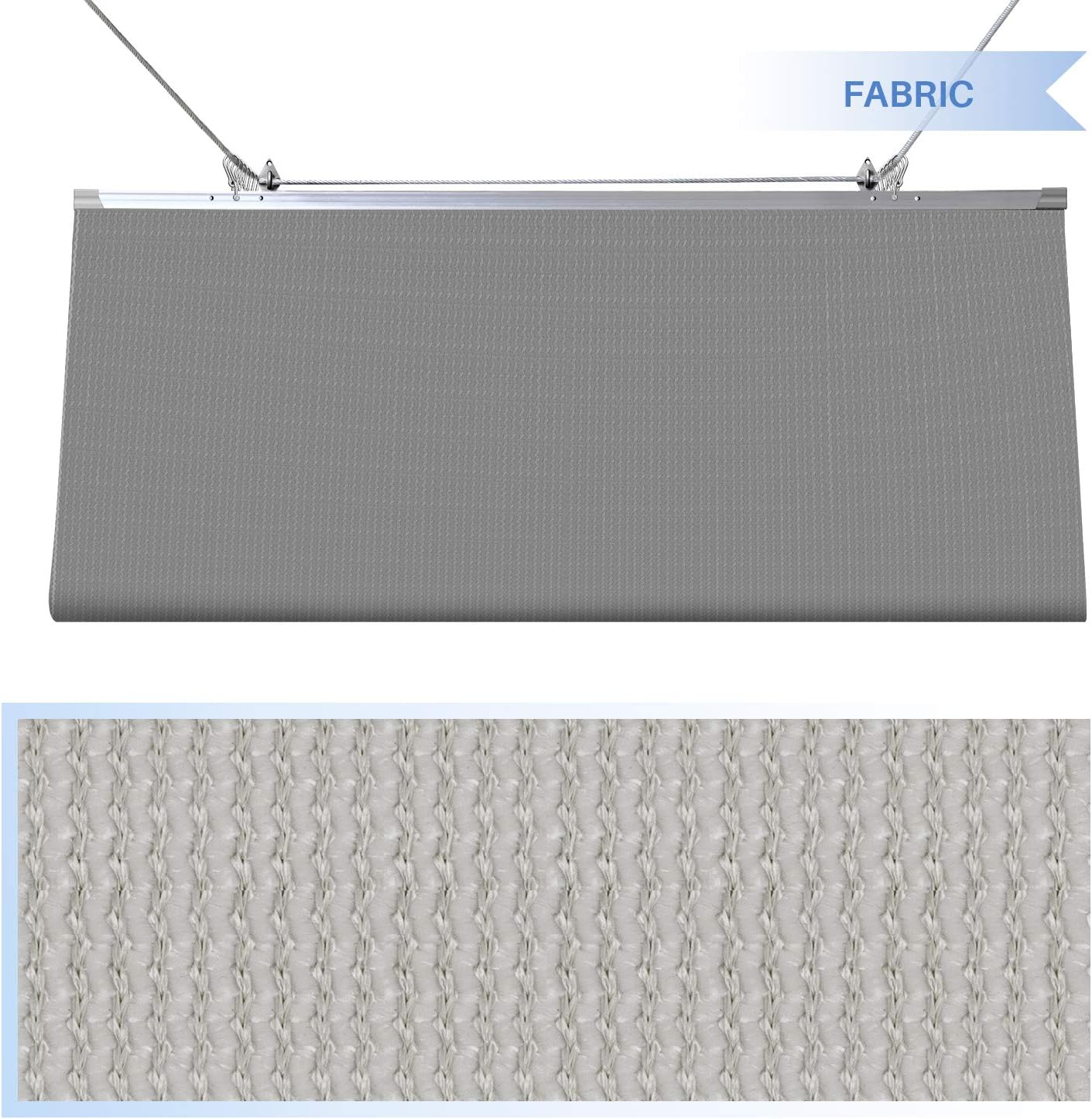 E&K Sunrise 3'Wx16'L Pergola Shade Cover Retractable Canopy Outdoor Wave Sun Shade for Patio Garden Backyard Deck Trellis (Light Gray)