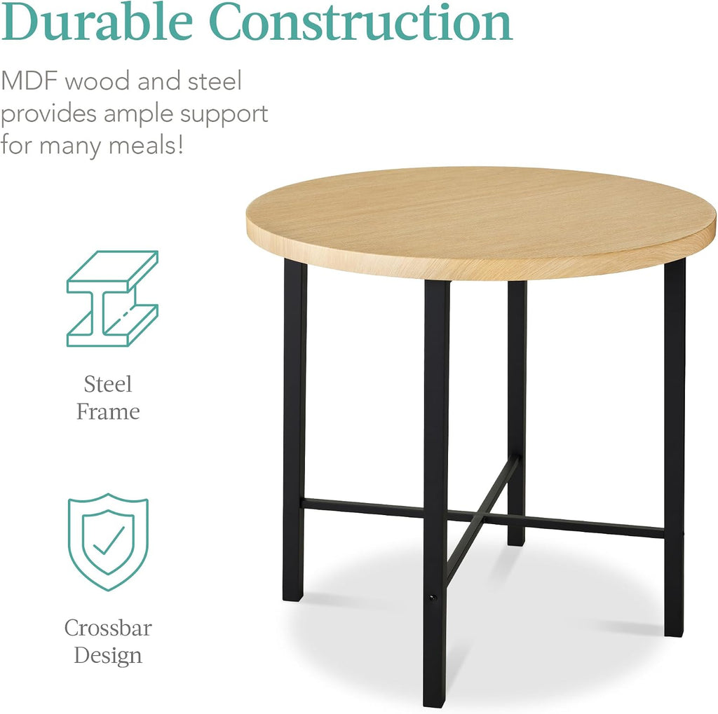 Best Choice Products 5-Piece Modern Round Counter Height Dining Set for Home Kitchen, Dining Room w/ 4 Chairs, 1.5in Thick Table - Natural