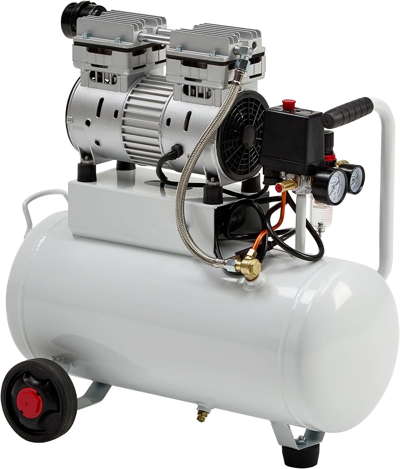 Albott 8 Gallon Oil-Free Air Compressor with Automatic Drain Valve | 1 HP Wheeled Tank Portable Garage Air Supply 70 dB Noise Level Pneumatic Tool Tire Inflation Use