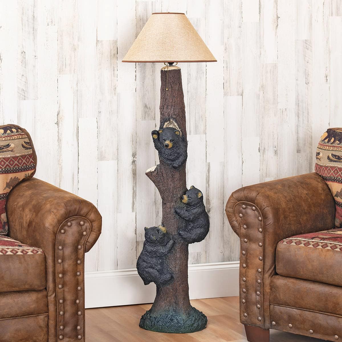 BLACK FOREST DECOR - Climbing Bear Trio Floor Lamp for Cabin, Living Room, Office - Rustic Woodland Decor, 60' x 18.5'