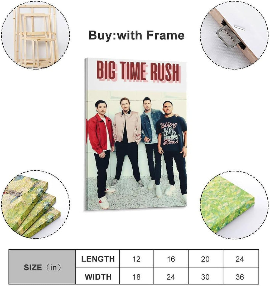 ZANLIART Big Time Rush Album Cover Canvas Print Music Poster for Room Aesthetic Frame:16x24inch(40x60cm)