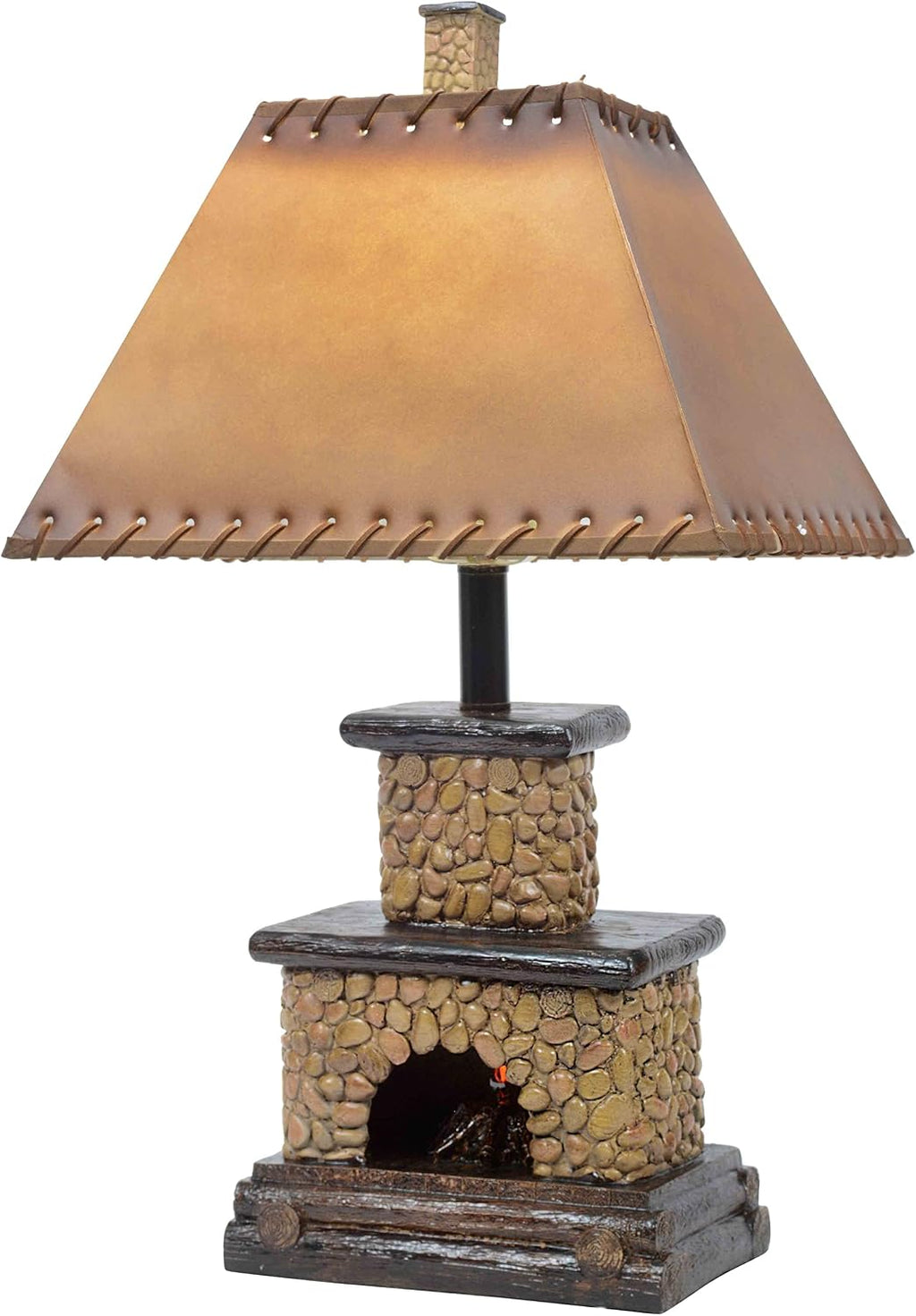 BLACK FOREST DECOR - Stone Fireplace Lamp - Rustic Cabin Lighting for Living Room or Bedroom - 15' W x 7' D x 25' H