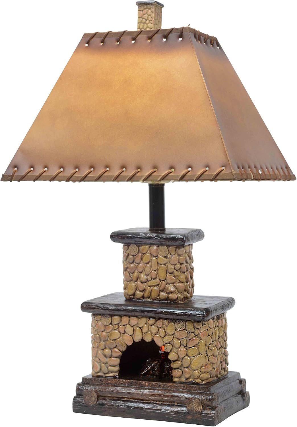 BLACK FOREST DECOR - Stone Fireplace Lamp - Rustic Cabin Lighting for Living Room or Bedroom - 15' W x 7' D x 25' H