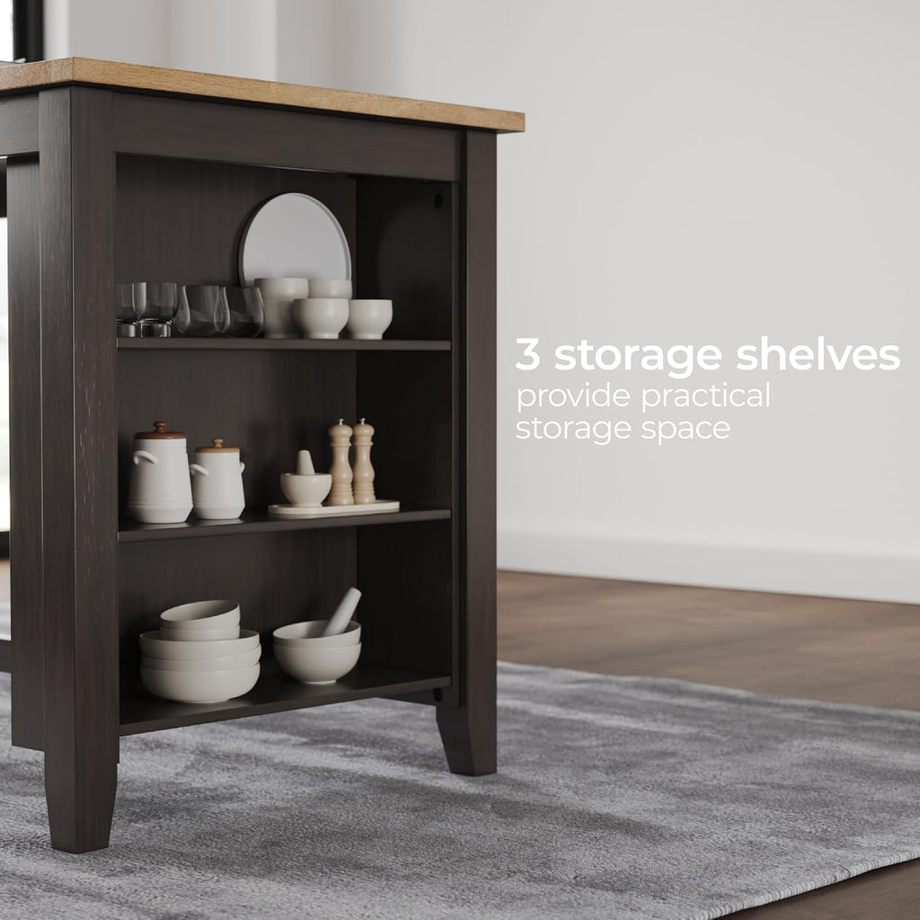 Signature Design by Ashley Gesthaven Contemporary Counter Height Dining Table with 3 Shelves and Trestle Base, Light Brown & Dark Brown