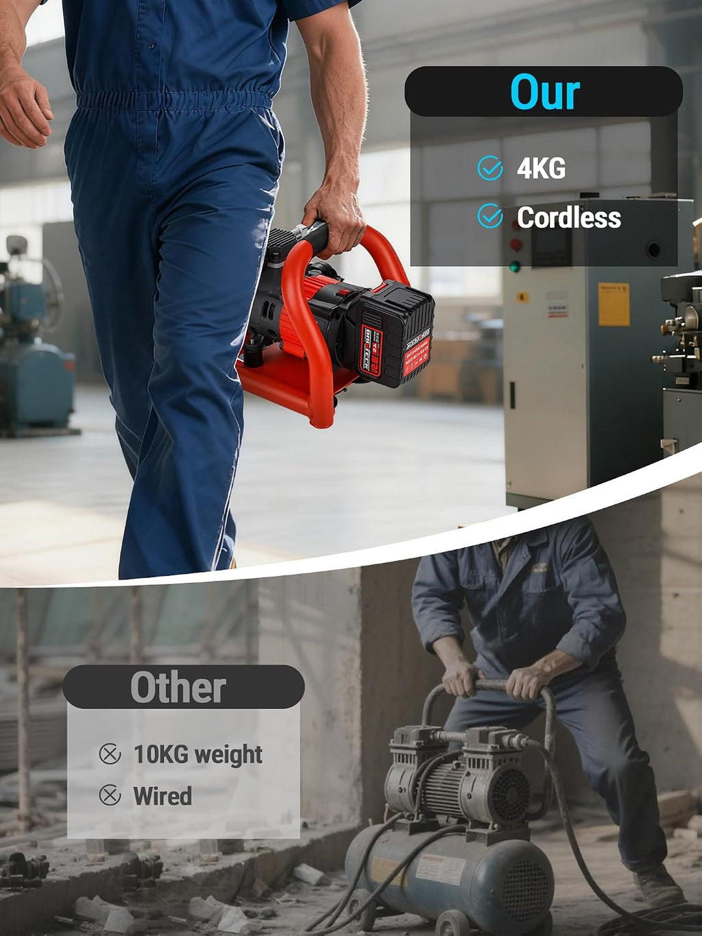 Ultra Quiet Cordless Air Compressor Compatible with for Makita Battery,Portable Air Compressor Oil Free 18V 18.5V 21V,60dB,Small Lightweight Universal for Woodwork Nailing Car Pneumatic Tool