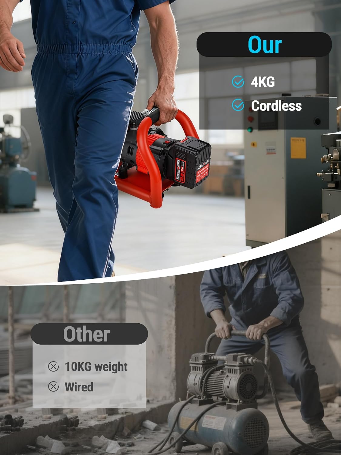 Ultra Quiet Cordless Air Compressor Compatible with for Makita Battery,Portable Air Compressor Oil Free 18V 18.5V 21V,60dB,Small Lightweight Universal for Woodwork Nailing Car Pneumatic Tool