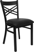 Flash Furniture Hercules Series 'X' Back Metal Restaurant Chair, Modern Upholstered Armless Dining Chair for Restaurants and Kitchens, Black