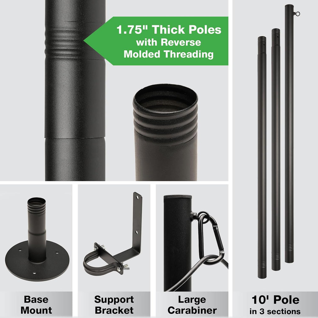 EXCELLO GLOBAL PRODUCTS Premium String Light Pole 4 Pack with 100' of LED Edison Bulb String Lights (Deck Mount)