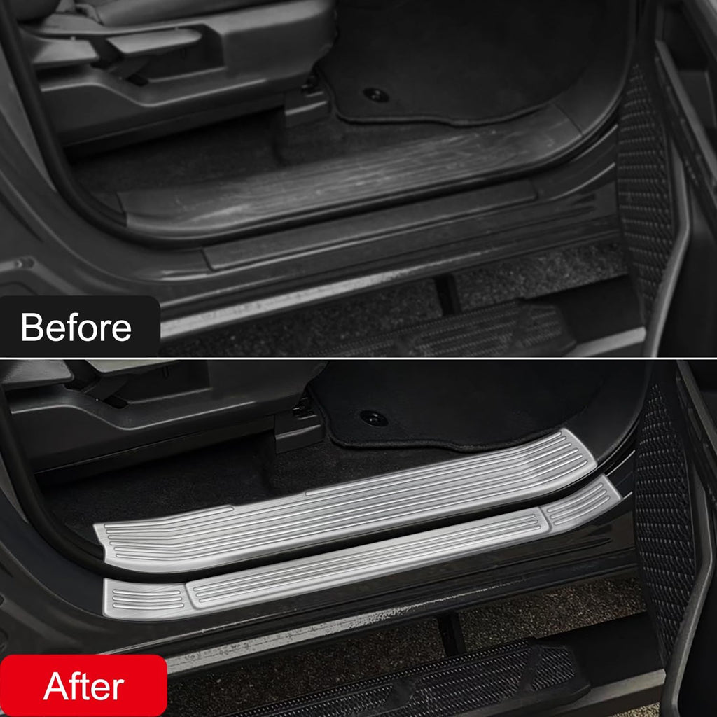 CTH for Toyota Tacoma 4-Door 2024-2026 Car Side Door Pedal Door Kick Protector Cover Trim Stainless Steel Car Accessories 8pcs (Interior + Exterior, Silver)