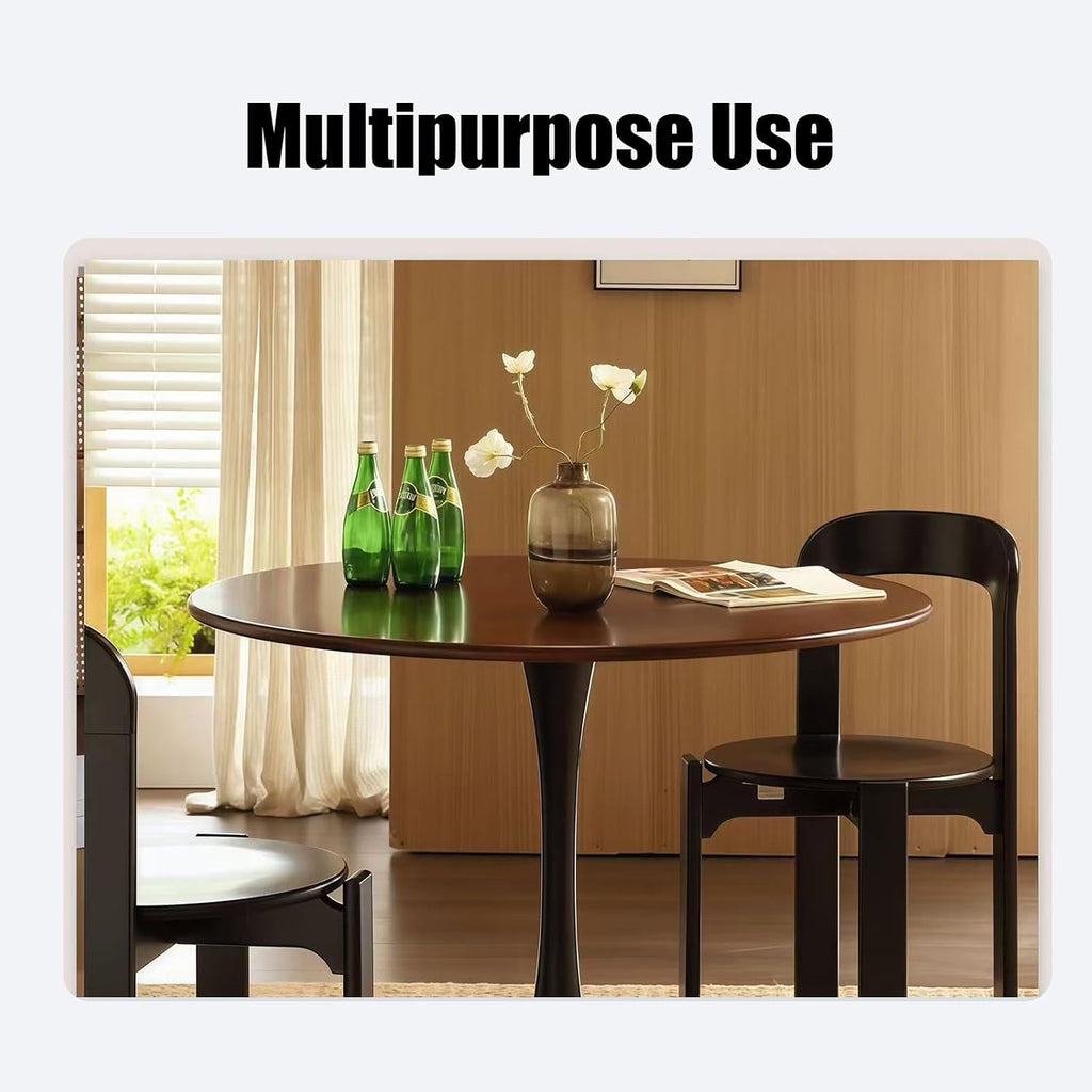 31.5' Tulip Table for 2-4 Persons Modern Round Dining Room Table, Mid-Century Modern Walnut Small Kitchen Table with MDF Wooden Top, Leisure Coffee Table for Living Room, Dining Room, Office