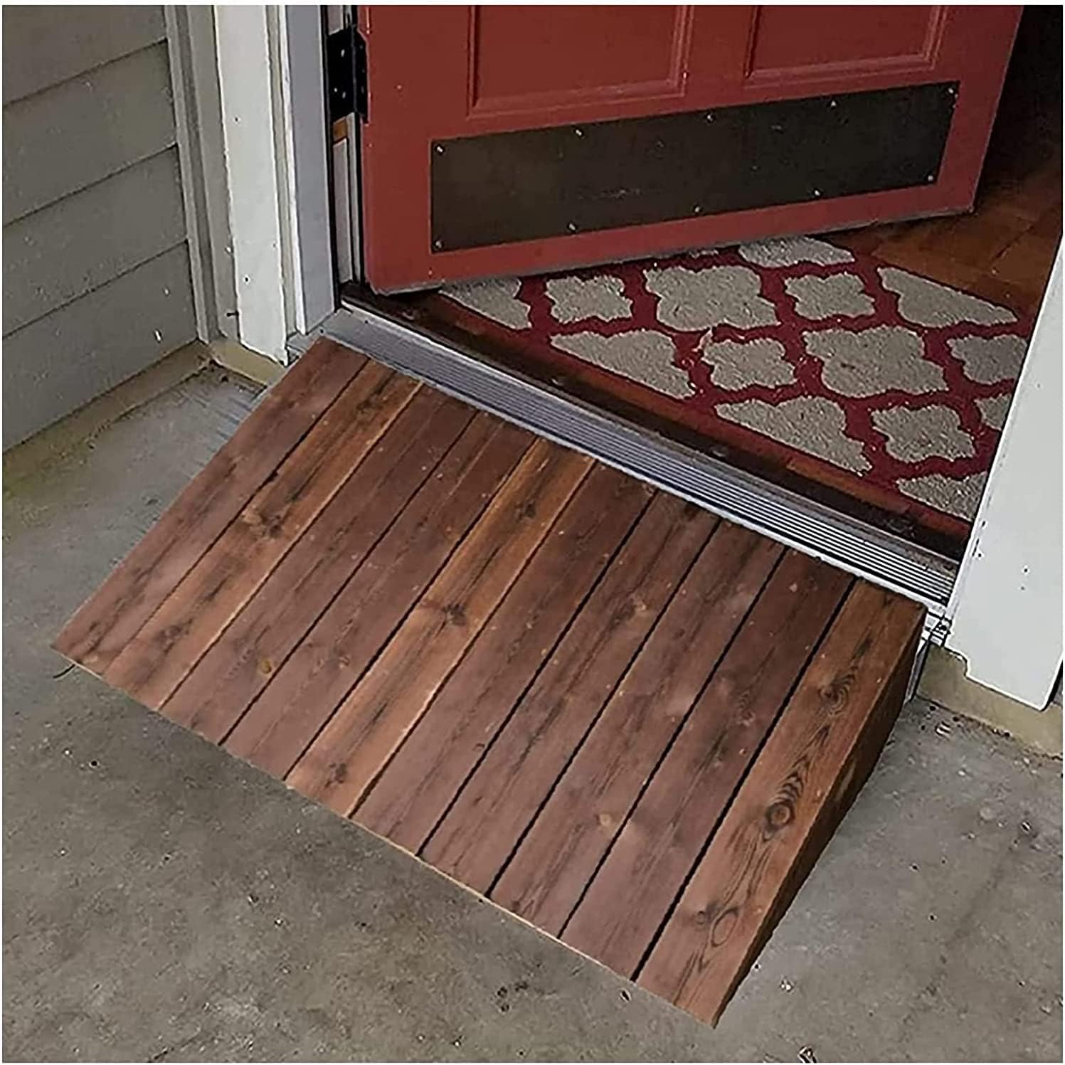 Handicap Ramps Solid Wood Threshold Ramp Anti-Slip Surface Wheelchair Ramp Scooter Ramp for Doorway Entry Portable Handicap Ramps Sturdy