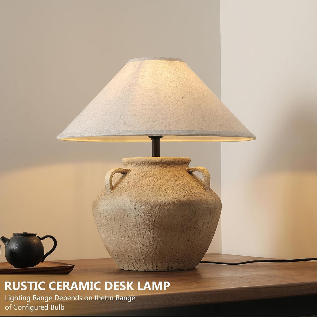 Farmhouse Rustic Table Lamps Rustic Southwestern Table Lamp with Fabric Lampshade Decor Bedside Ceramic Table Lamp for Living Room Bedroom House Nightstand