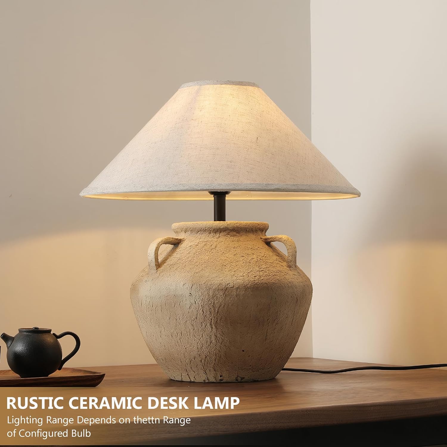 Farmhouse Rustic Table Lamps Rustic Southwestern Table Lamp with Fabric Lampshade Decor Bedside Ceramic Table Lamp for Living Room Bedroom House Nightstand