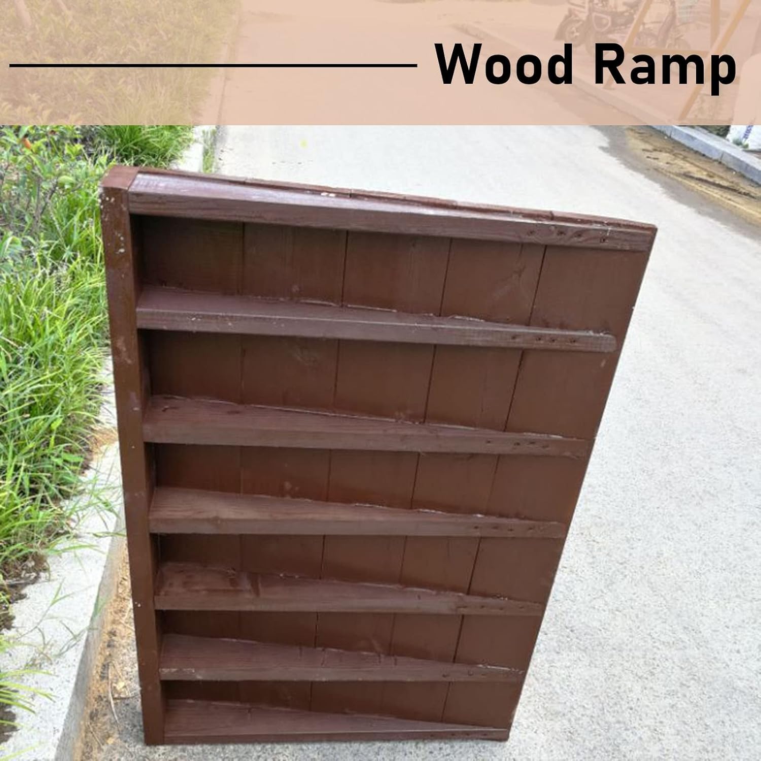 JYDQM Wheelchair Ramp Portable Curb/Kerb Ramp Brown Wooden Threshold Ramps, 3' / 5' Rise, 19.7/21.6/23.6/25.6/27.6/29.5/31/33/35/37 Inch Wide, Doorways Access(Size:48x95x8cm/18.8x37x3in)