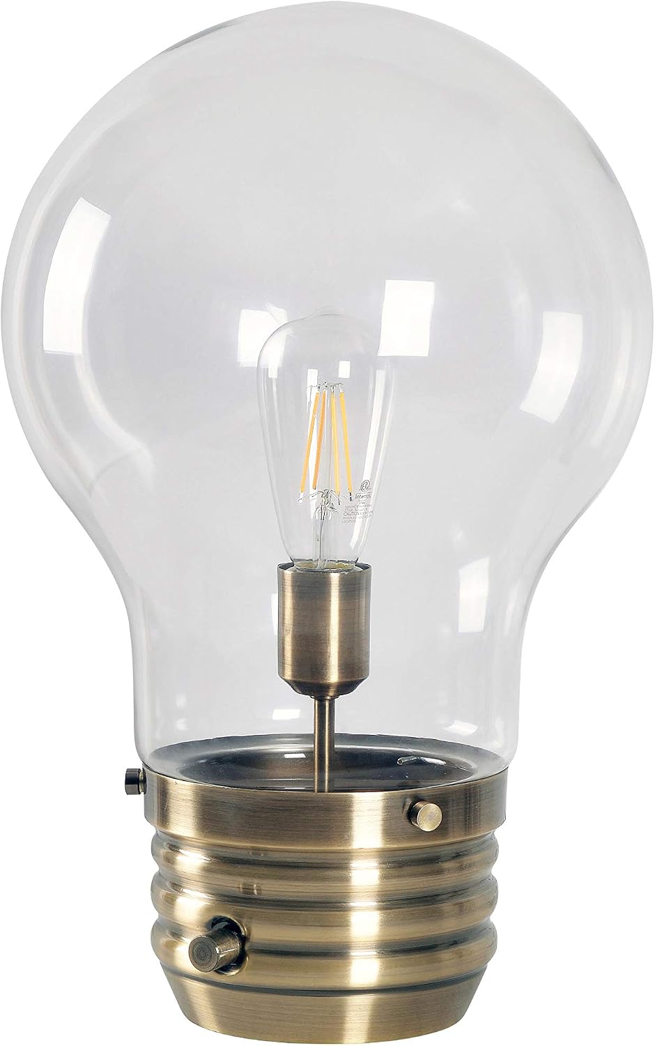 Kenroy Home 32462AB Edison Table Lamp with Antique Brass Finish, Rustic Style, 18' Height, 11.438' Width, 11.438' Depth