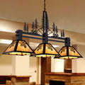 TOCHIC 3-Light Pool Table Light for 7' 8' 9' Table, 48' Rustic Tiffany Billiard Pool Table Lights, Farmhouse Chandelier for Dining Room Hanging Ceiling Light Fixture for Game Room Basement Bar