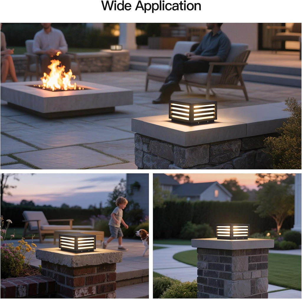MVBT Post Lights Outdoor, 8.8' Hard Wired Pillar Lights Outdoor, IP54 Waterproof Column Light, 3000K Landscape Column Lamp, Square Pillar Patio Lamps Lighting for Posts Fence Deck Gate Entrance Yard