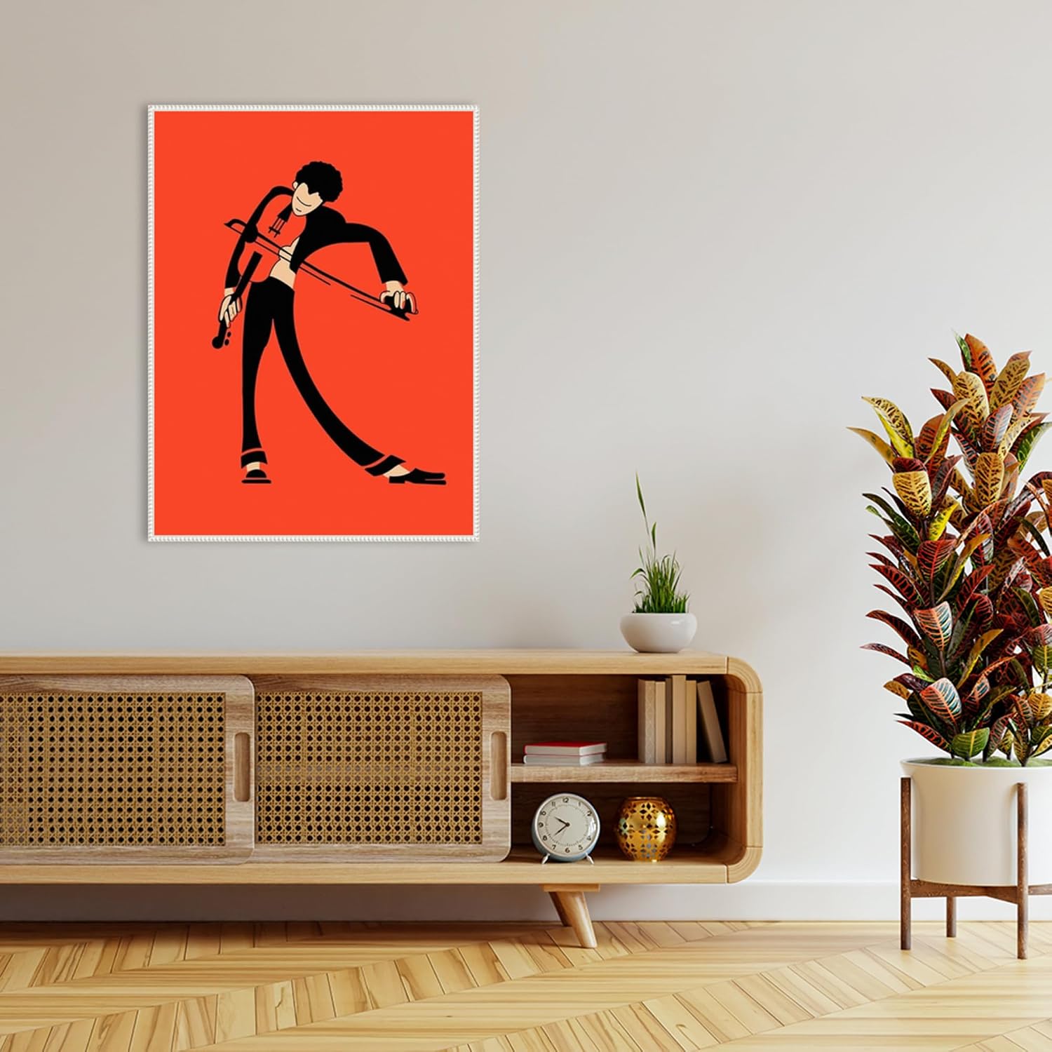 Amanti Art Framed Canvas Wall Art 42x32 The Violin by Mark Rogan, Framed Wall Art Canvas, Music Artwork, Traditional Decor, Oversize Poster Painting for Living Room, Bedroom, Bathroom, Kitchen,
