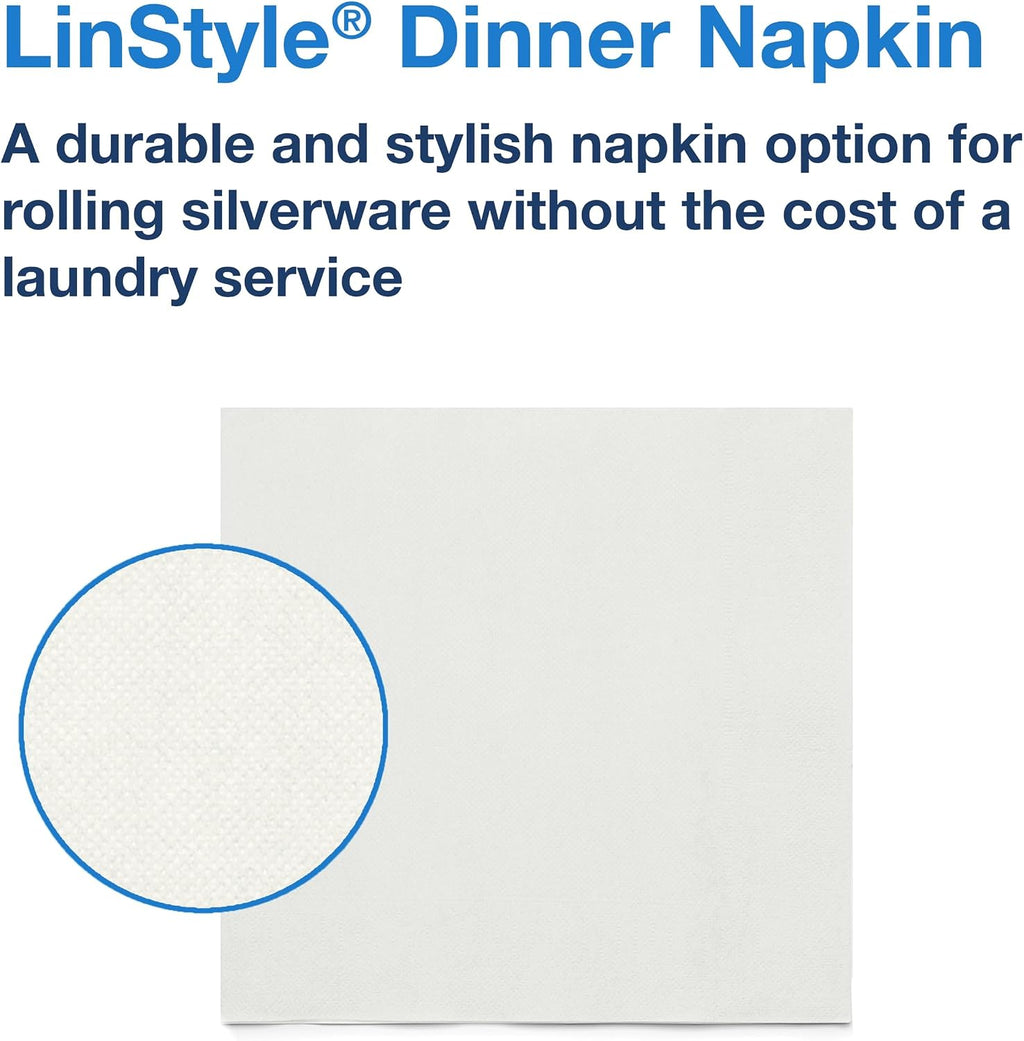 Tork LinStyle Disposable Linen-Feel Dinner Napkin White, Flat Pack, 16' x 15', 1 x 1000 Napkins, 716002