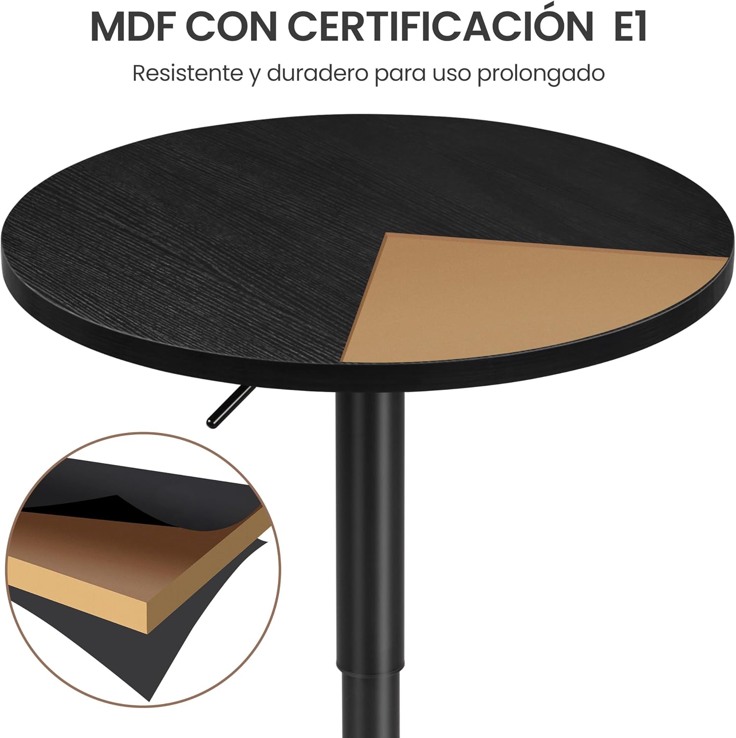 Yaheetech 3-Piece Bar Table Set, Round Bar Table and PU Leather Adjustable Swivel Chairs, Modern Counter Height Table Set with 2 Bar Stools for Kitchen, Full Black