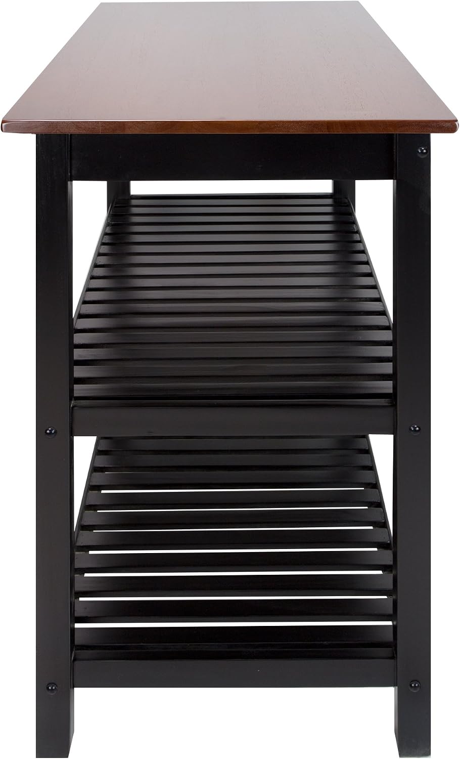 Casual Home Kitchen Island with Solid American Hardwood Top, Walnut&black