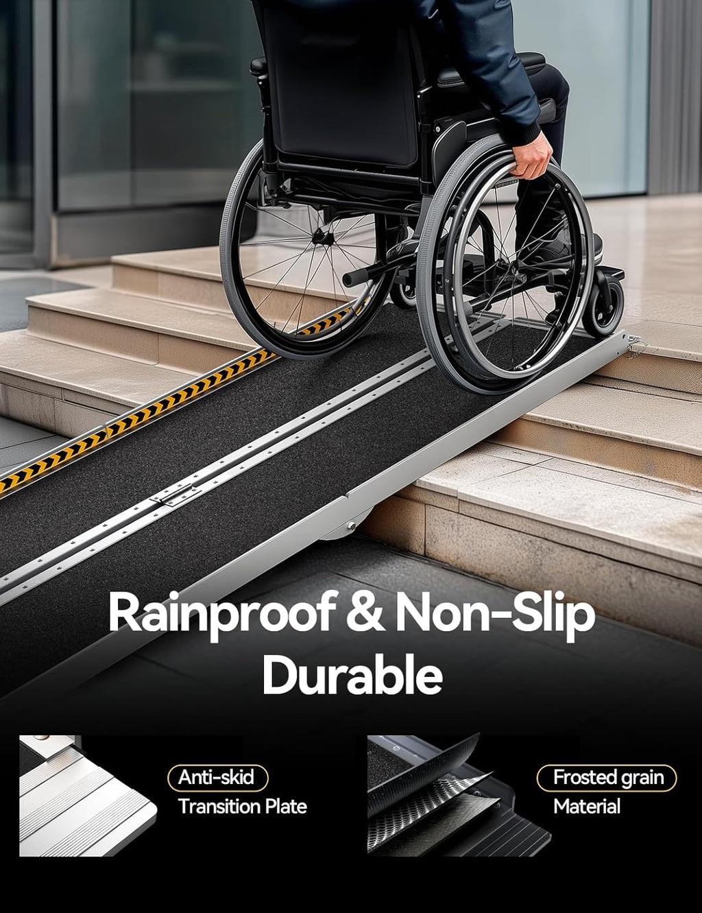 FACHNUO 6 Feet Portable Wheelchair Ramp with Sopport Legs, Non-Skid Aluminum Handicap Ramps, Folding Threshold Wheel Chair Ramp for Home Steps, Stairs, Entry, Threshold, Doorways, 800LBS Capacity