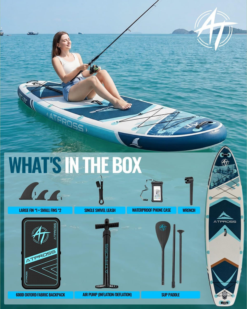 10'6''x33''Inflatable Stand Up Paddle Board, 400lbs Extra Wide Stand Up Paddleboard with Kayak Seat, Anti-Slip EVA Deck Premium SUP Accessories Kit, Non-Slip Stable Deck Boat