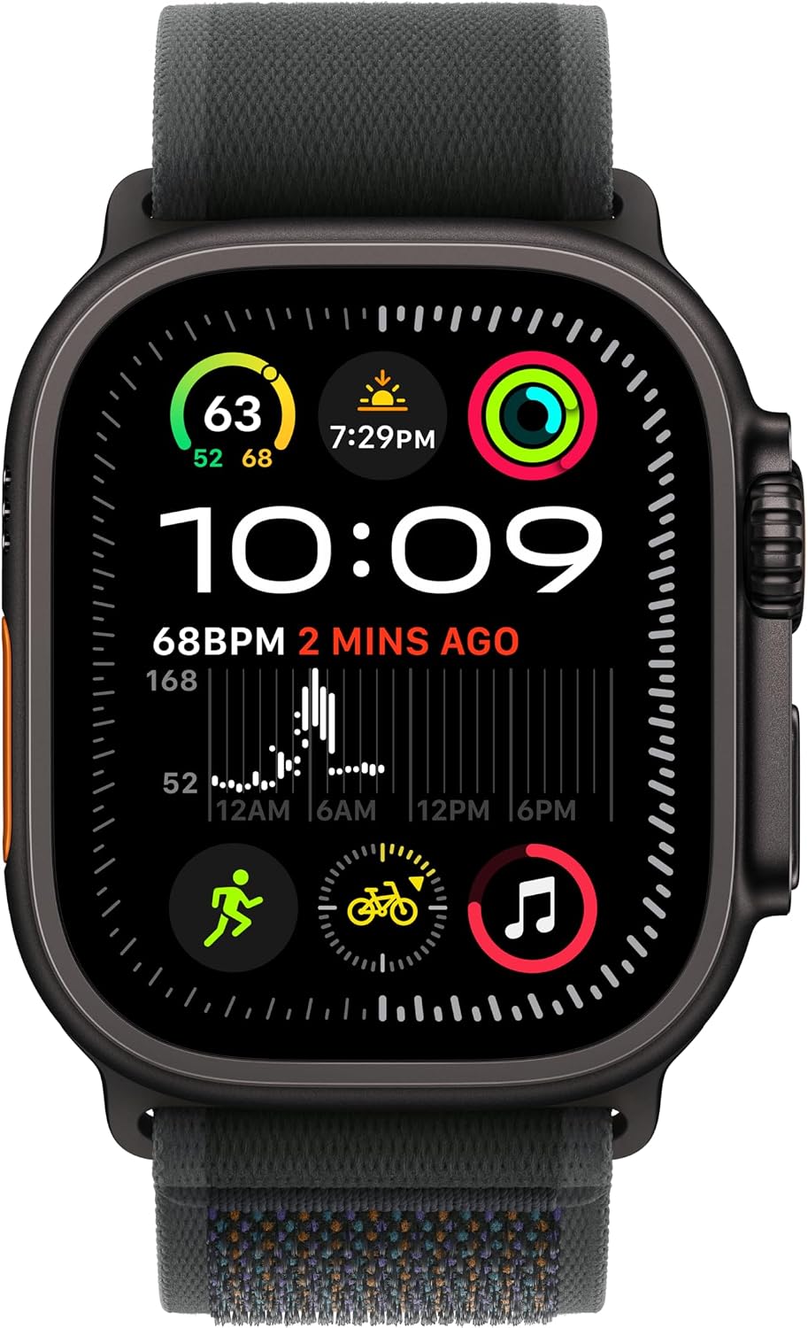 Apple Watch Band - Trail Loop (49mm) - Black with Black Titanium Finish - M/L