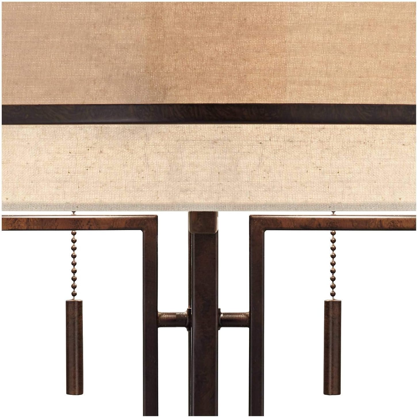 Franklin Iron Works Andes Rustic Farmhouse Industrial 3-Way Table Lamp with Table Top Dimmer 27.5' Tall Oil Rubbed Bronze Metal Stacked Double Drum Shade for Living Room Bedroom House