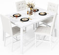 AWQM Dining Table Set for 4,Faux Marble Kitchen Table and Chairs Set of 4, Modern Dining Room Table Set for 4,Dinner Table with 4 Leather Chairs, Dinette Set for Small Spaces,White