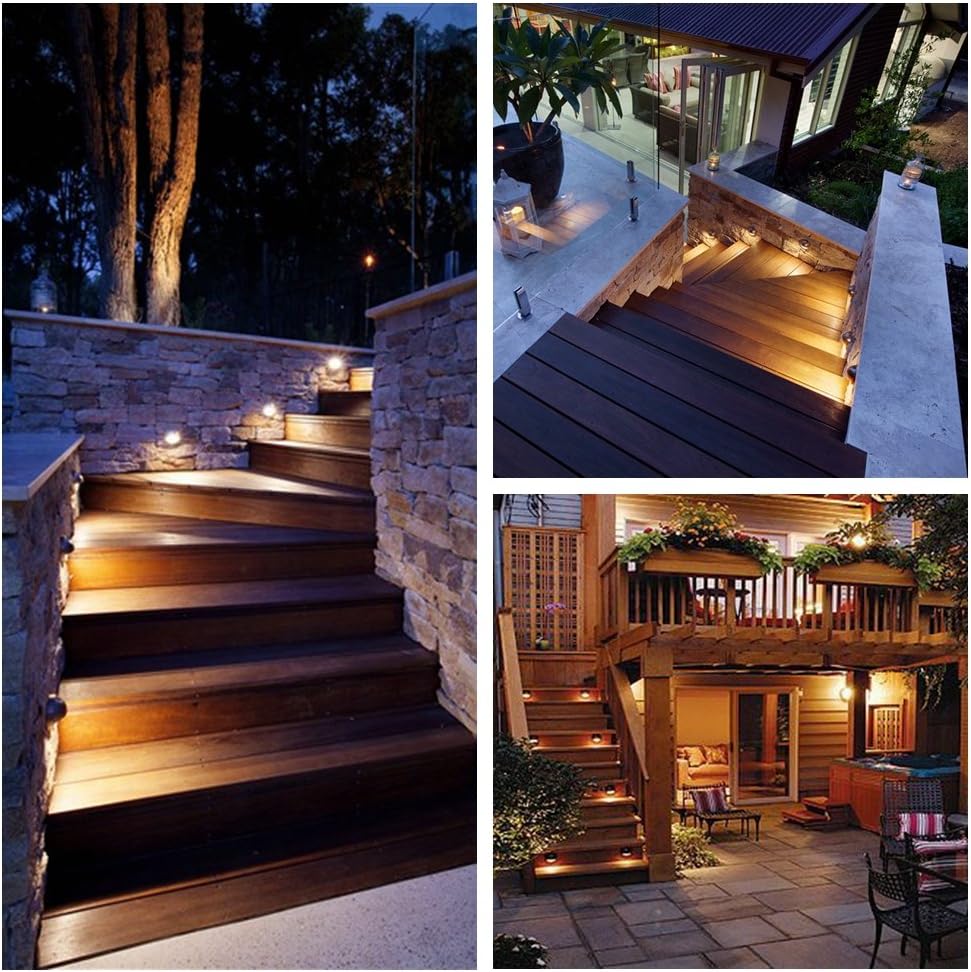 FVTLED LED Deck Lights Kit, Pack of 20 Low Voltage Step Stair Lights Φ1.97 Outdoor Garden Yard Recessed Landscape Pathway Warm White LED Deck Lighting, Bronze