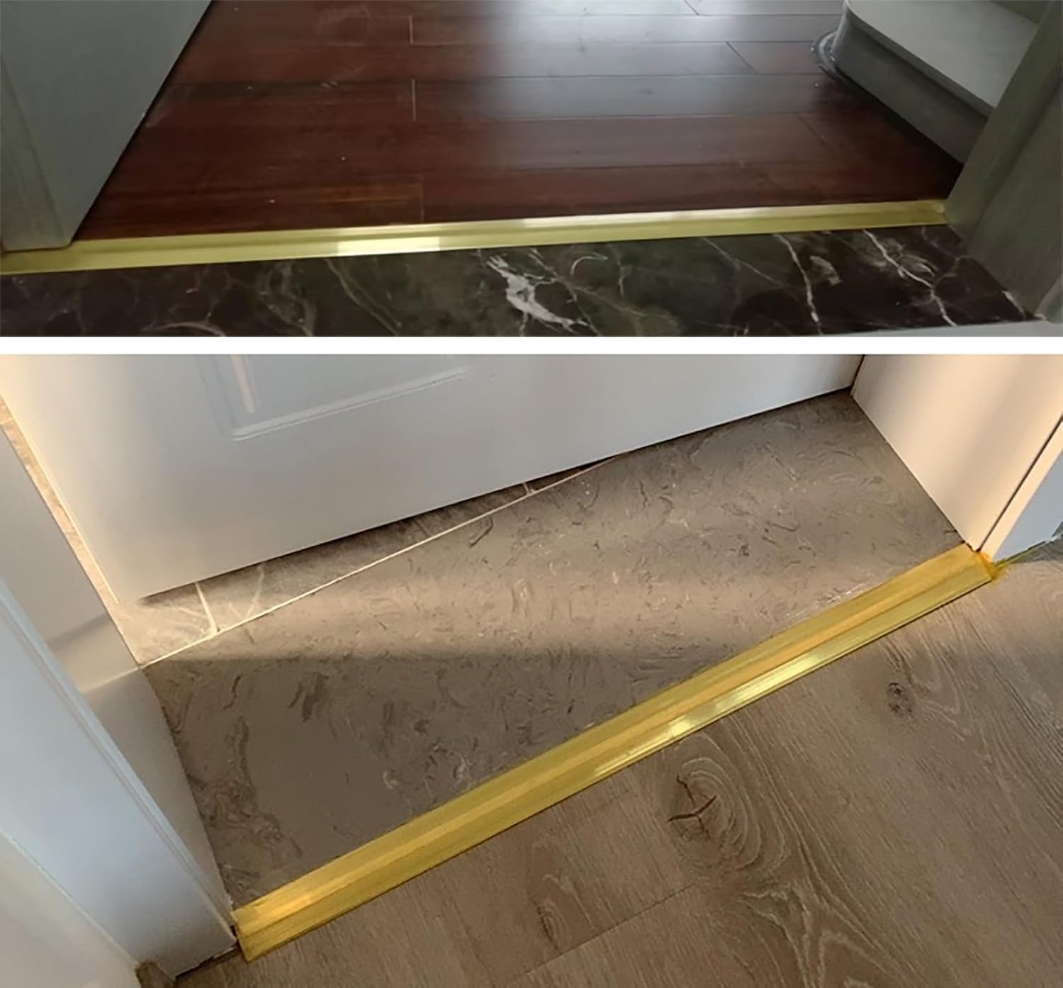 Vibeo Threshold Strip 90 100 110 120 130 140 150 Cm Long Brass Floor Transition Strip, 3 3.5 4 5 6 Cm Wide Threshold Seal Bar, Wood to Tile Floor Divider Strip(L120cm(47 1/4'),W5cm(2'))