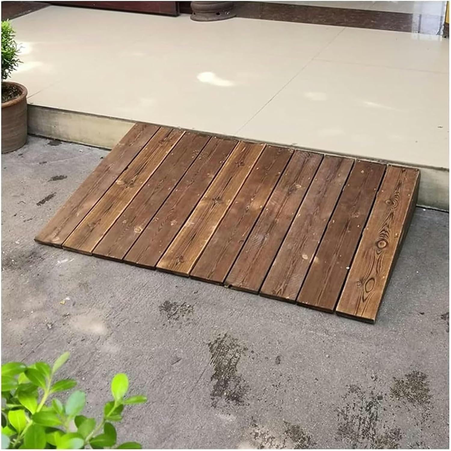 Threshold Ramp, Wooden Threshold Ramp for Doorway - Pine Threshold Ramp - Wood Angled Entry - Rated 880lbs Load Capacity - for Wheelchair and Scooter