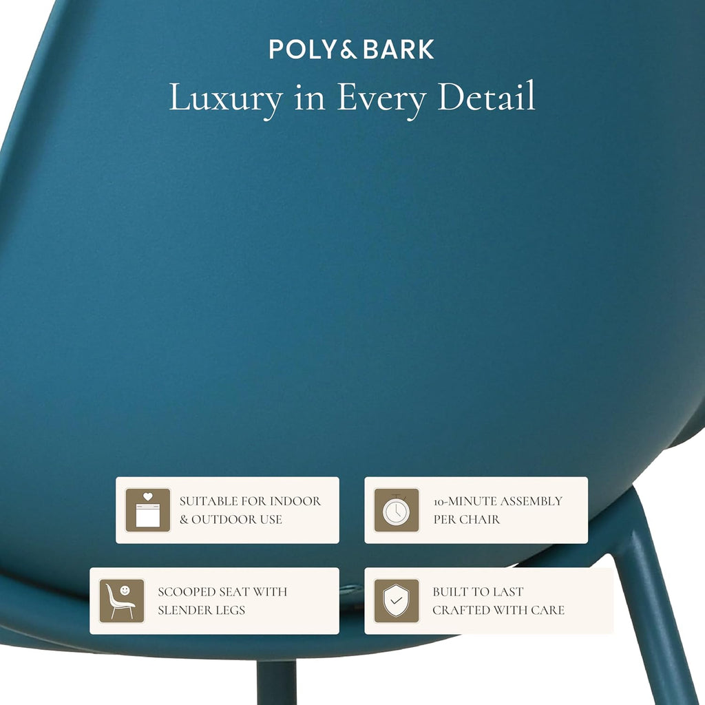 Poly & BARK Isla Bar Stools Set of 3 – Counter Height Bar Stool for Kitchen – Set of Counter Stools – Indoor/Outdoor Barstools – Modern Kitchen Bar Stools - Ocean Teal