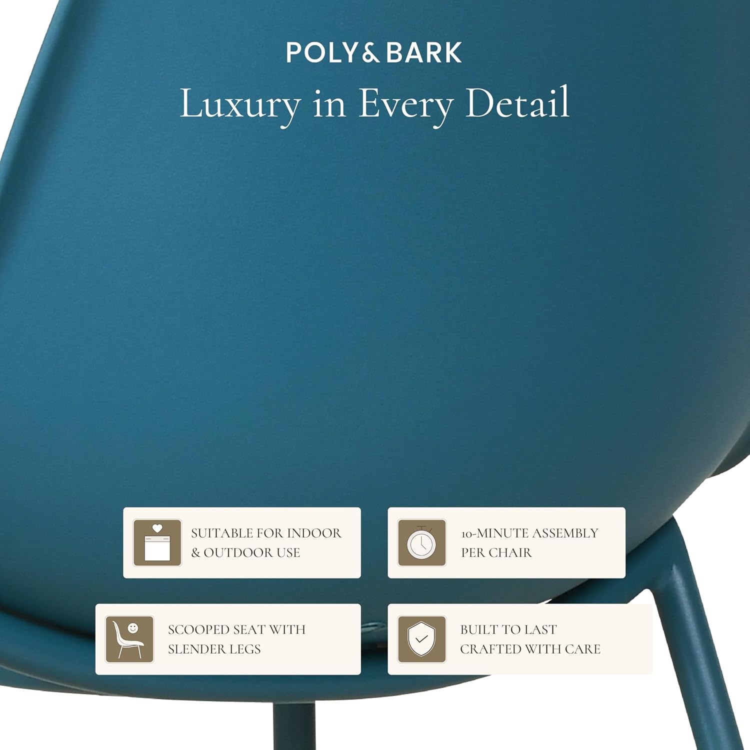 Poly & BARK Isla Bar Stools Set of 3 – Counter Height Bar Stool for Kitchen – Set of Counter Stools – Indoor/Outdoor Barstools – Modern Kitchen Bar Stools - Ocean Teal