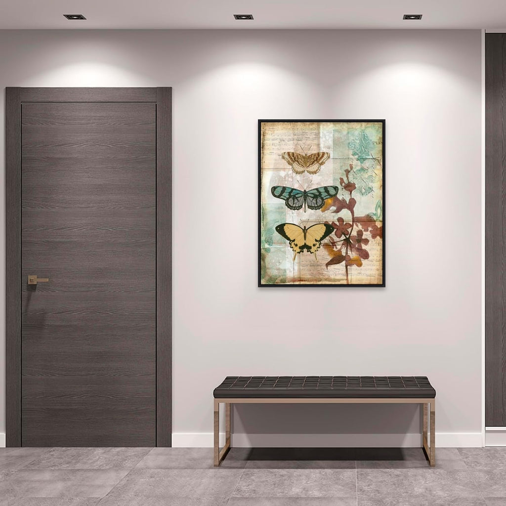 Amanti Art Framed Canvas Wall Art 42x32 Music Box Butterflies I by Jennifer Goldberger, Framed Wall Art Canvas, Animals Artwork, Modern Decor, Oversize Poster Painting for Living Room, Bedroom,
